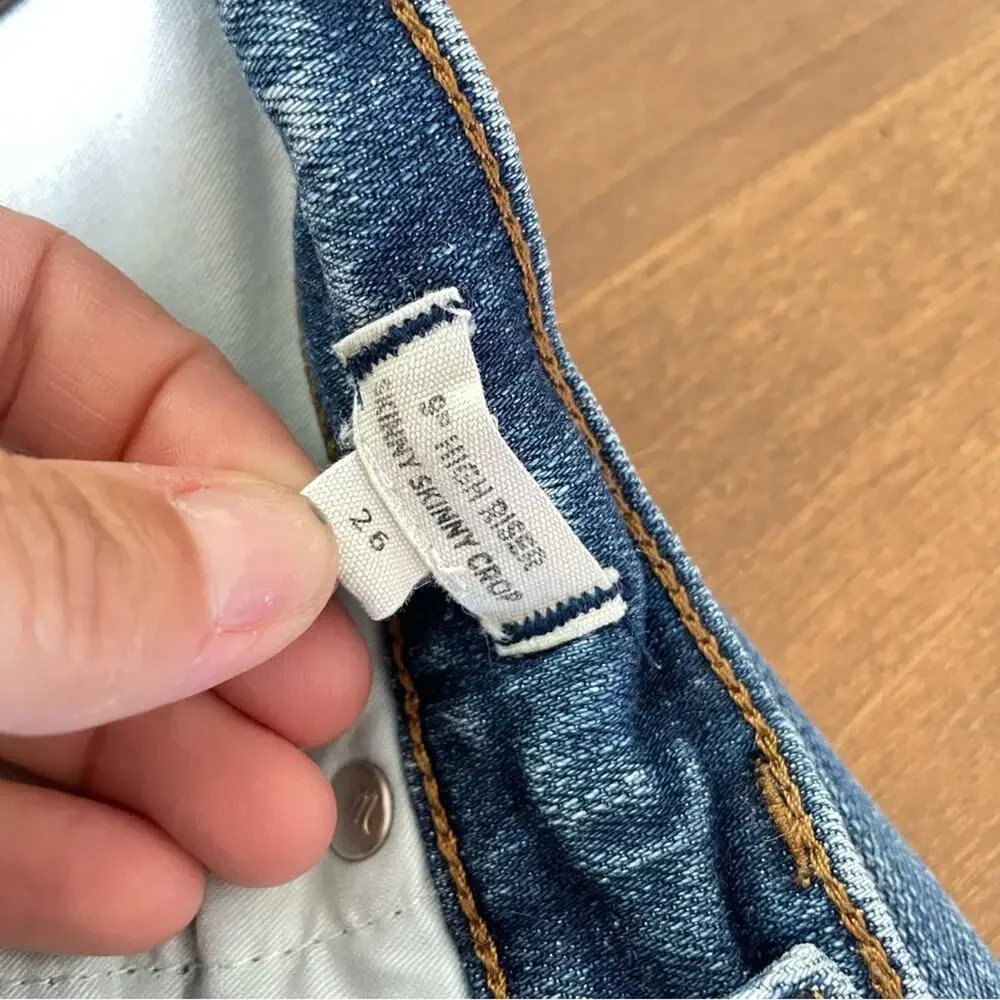 Madewell Womens 9" High-Rise Skinny Crop Jean Bruce Wash Medium Denim Distressed - Picture 10 of 11
